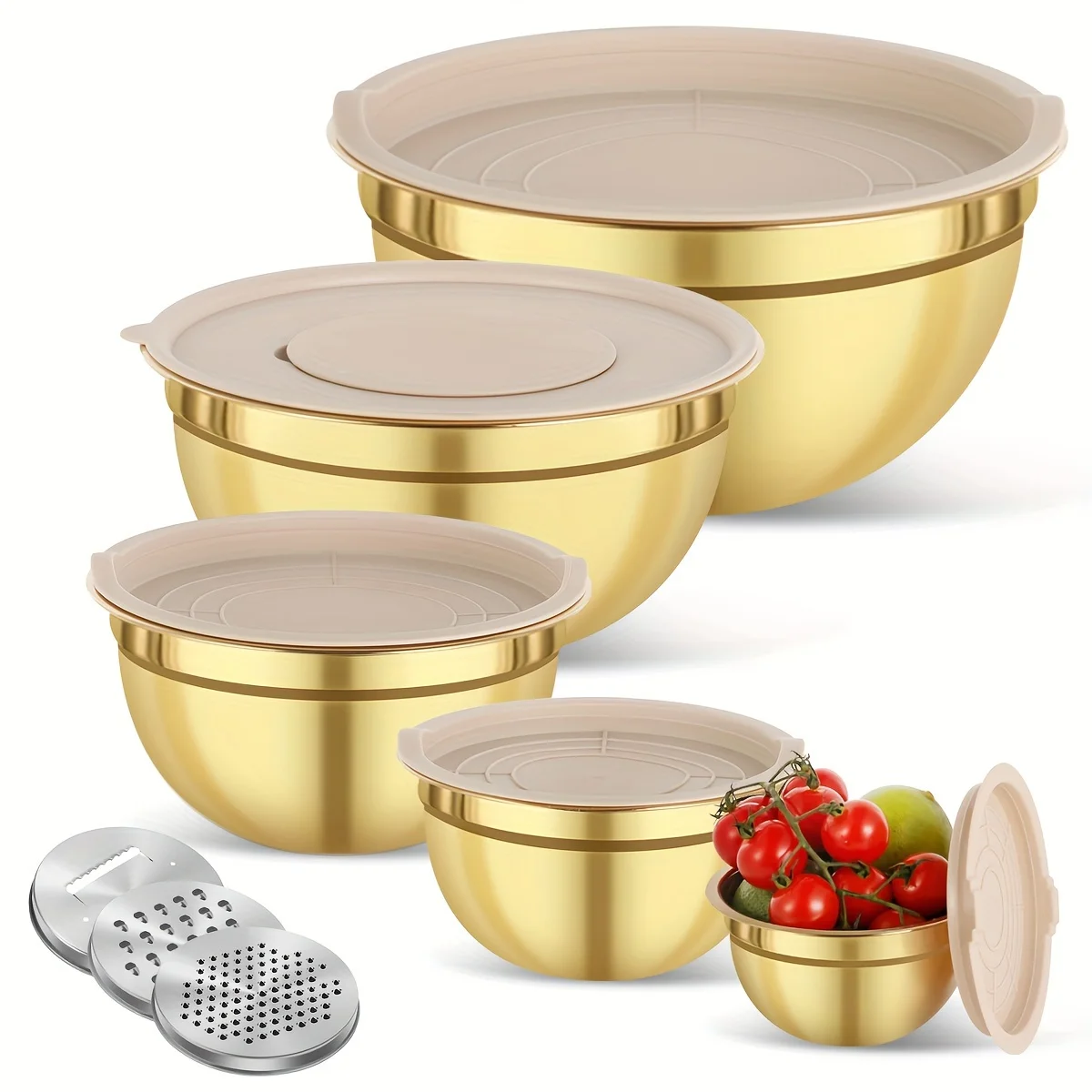 Kitchen Baking Bowls - Набор мисок из золотой нержавеющей стали,
