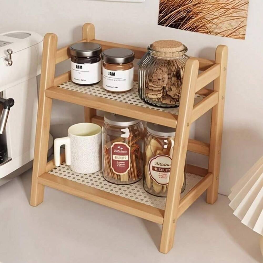 Kitchen Zo - Двухуровневая бамбуковая полка для хранения на