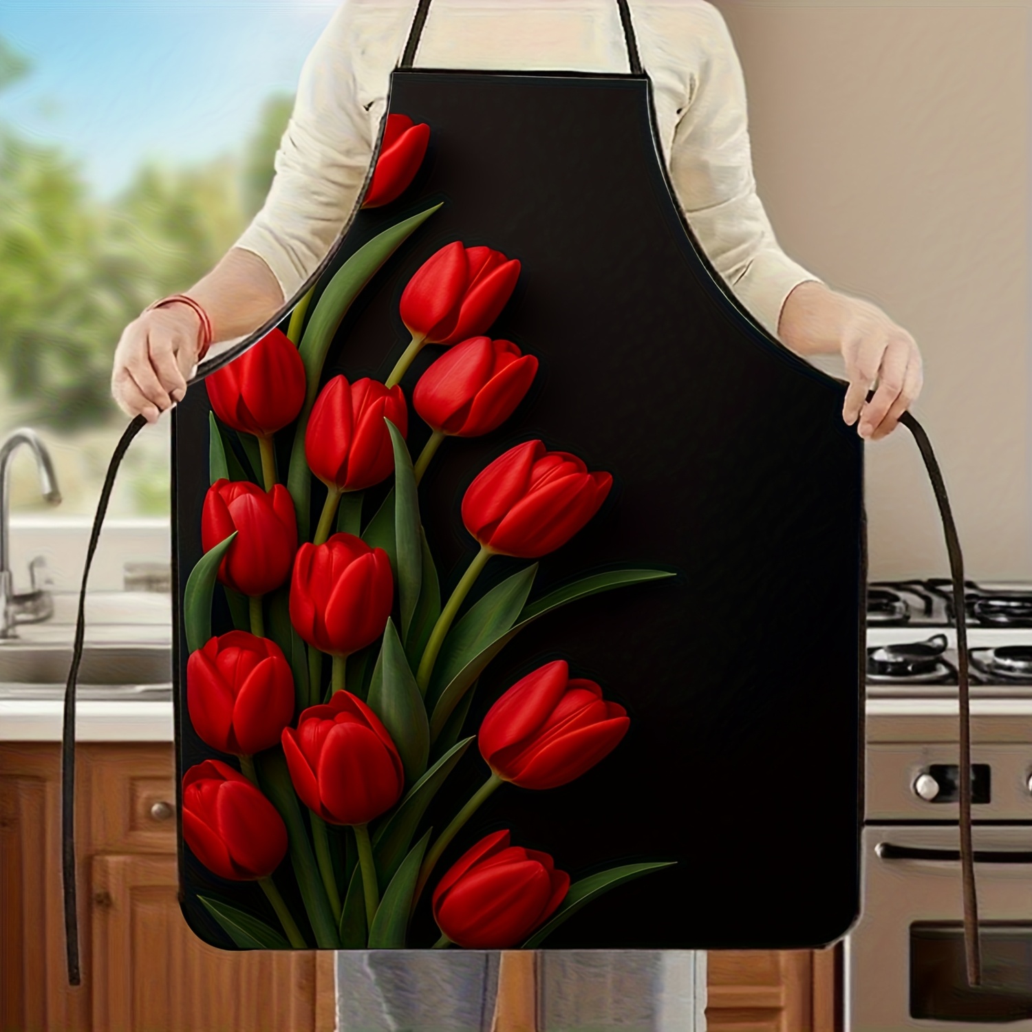 Фартук с красным тюльпаном на  – обзор и цена Kitchen Baking Background