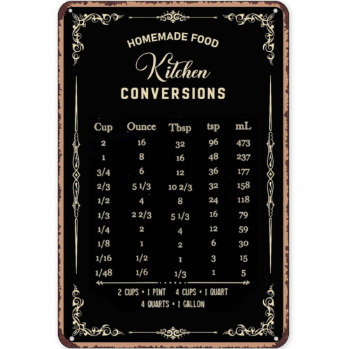 Декоративная жестяная табличка – обзор и цена Kitchen Baking Conversion Chart