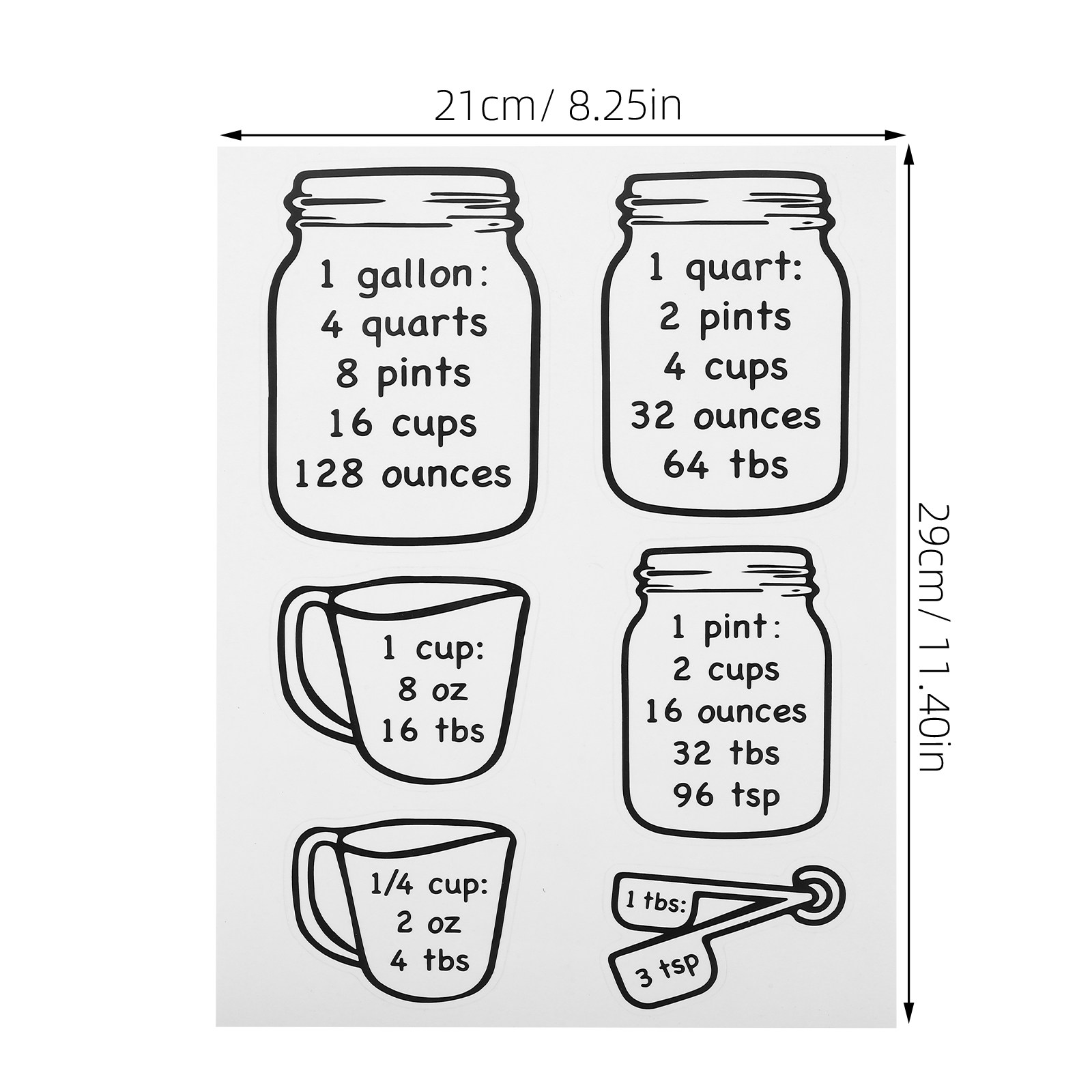 2 шт. наклеек с таблицей измер – обзор и цена Kitchen Baking Conversion Chart